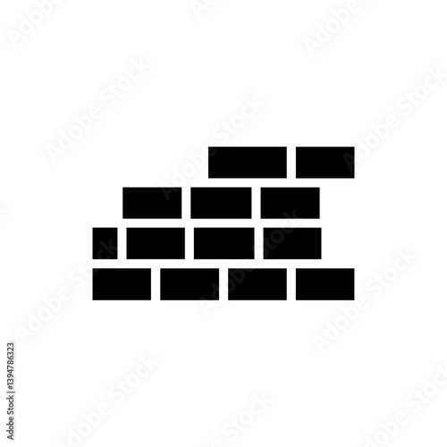 Bricks Wall Building Icon in Black Filled Minimal Symmetrical Style