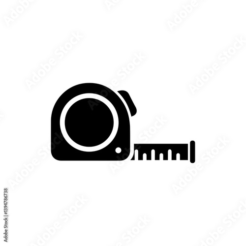 Black Icon of Extended Measuring Tape with Minimal Layout