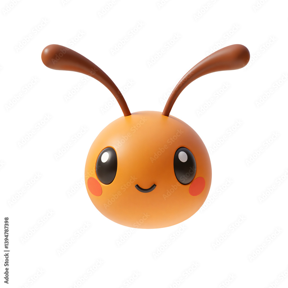 Fototapeta premium Ant Head Only 3D Render Icon with Cute Cartoon Style. Insect Head Isolated Illustration
