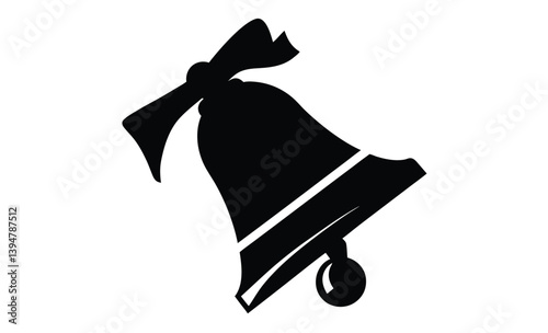 Bell education icon ring flat silhouette, bell education icon style outline 
