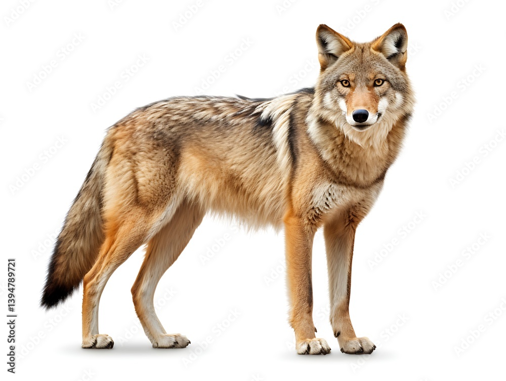 Coyote Posing Proudly: A stunning portrait of a wild coyote standing confidently, showcasing its natural beauty and intense gaze. Coyote Posing Proudly: A stunning portrait of a wild coyote standing confidently, showcasing its natural beauty and intense gaze.
