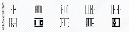 jail icon, Prison Icon, Prisoner icon, Prisoner in jail vector icons, Jail and Prisoner Vector Icon Set