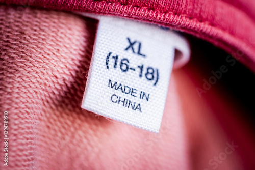 Macro shot of a fabric tag reading 