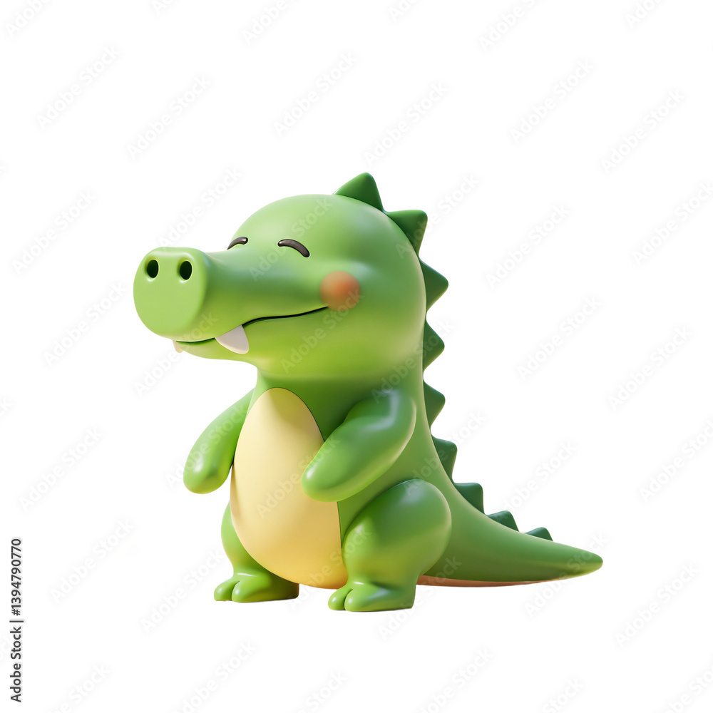 Fototapeta premium Cute Crocodile Full Body Animal 3D Render Icon Illustration with Cute Cartoon Style Isolated