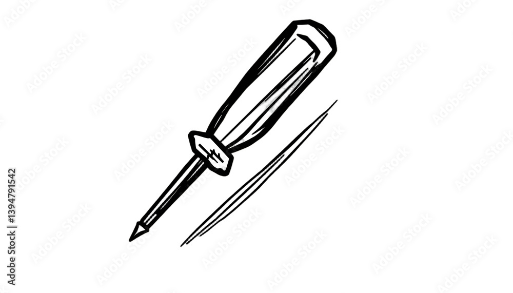 Screwdriver and Shim in Black and White Abstract Style Image Screwdriver and Shim in Black and White Abstract Style Image