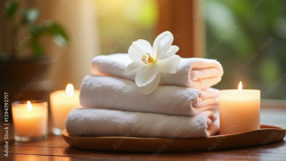 Spa Still Life With Towels And Candles Spa Still Life With Towels And Candles