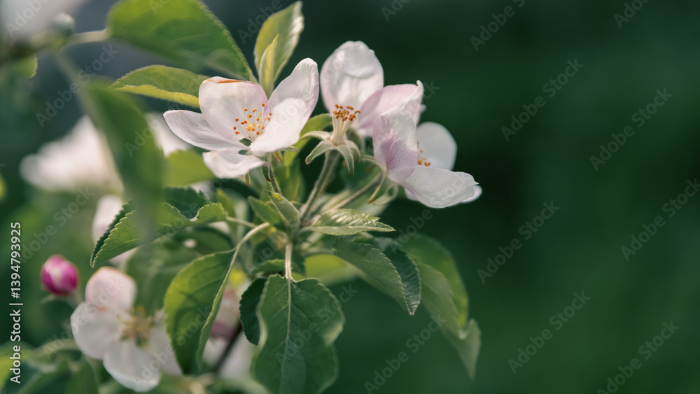 Fototapeta premium spring blooming of white flowers on a tree branch
