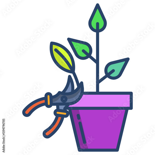 Linear color pruning shrubs icon
