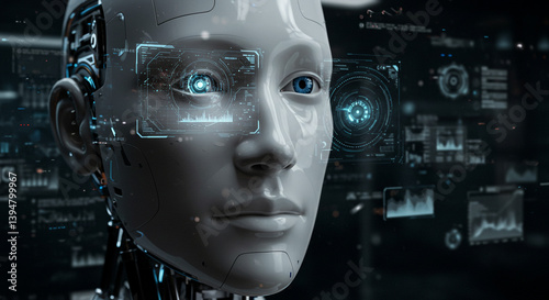 cyber woman with binary code background