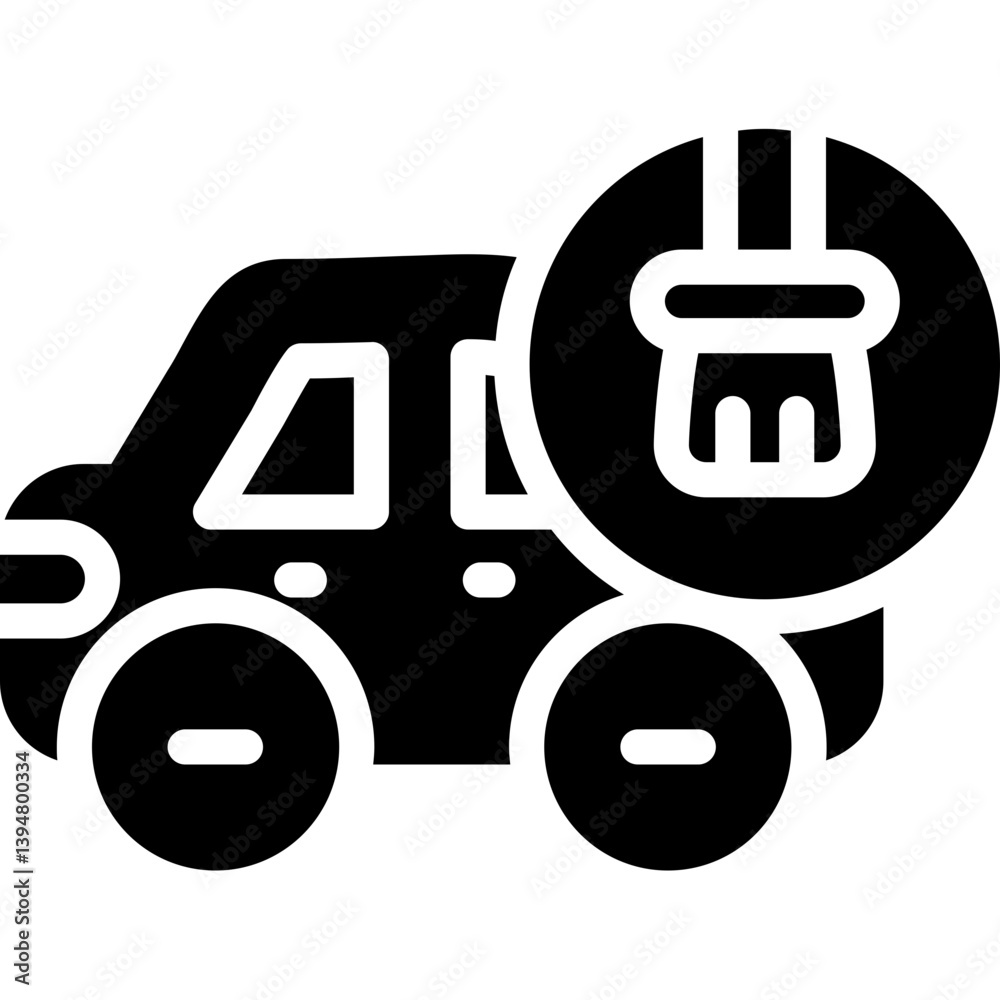 Car with a brush and soap Glyph Icon Car with a brush and soap Glyph Icon