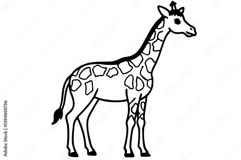 Fototapeta premium Giraffe vector line art black design and white background