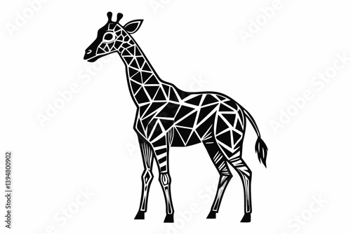 Giraffe vector line art black design and white background