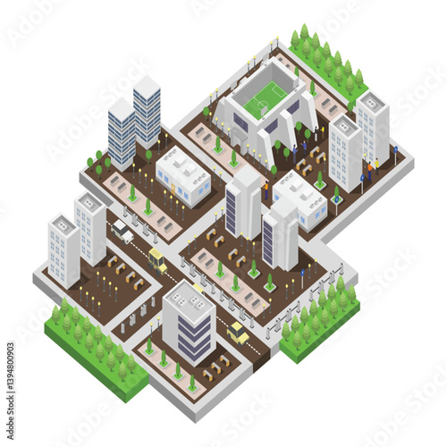 Modern Building With Green Landscape And Proper Geometry