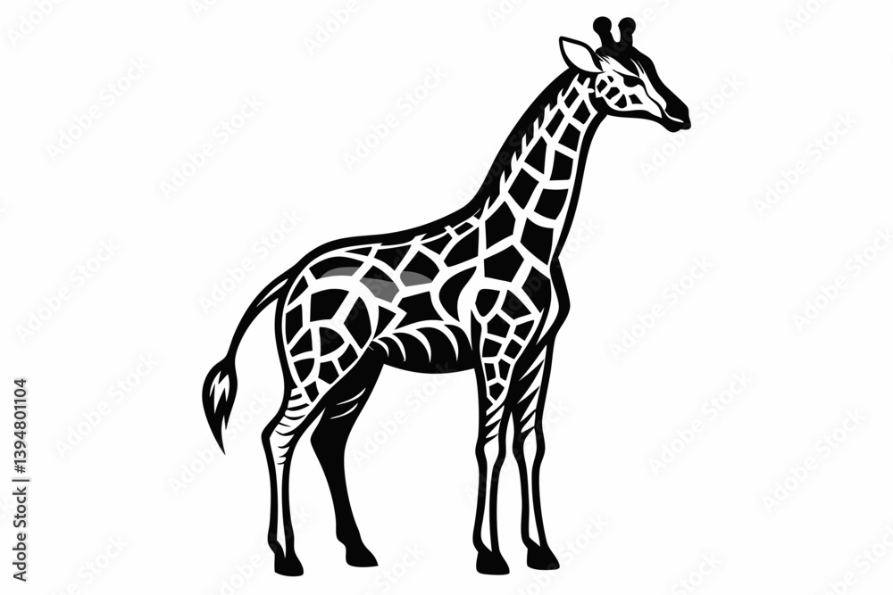 Giraffe vector line art black design and white background Giraffe vector line art black design and white background