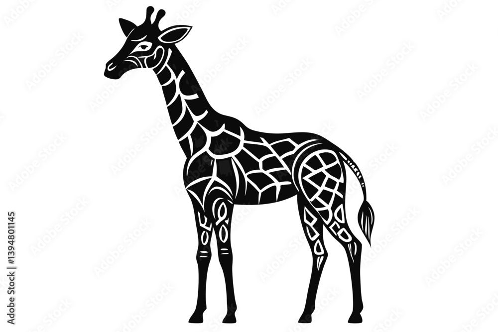 Fototapeta premium Giraffe vector line art black design and white background