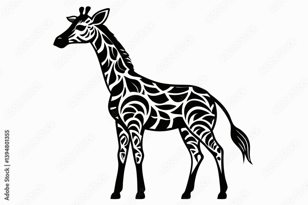 Naklejka premium Giraffe vector line art black design and white background
