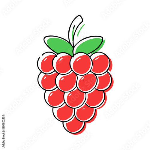 Red raspberry with green leaves  
