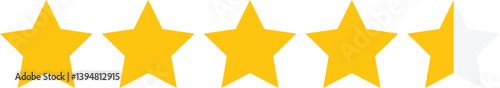 Five Star Rating Icon Vector – Flat Yellow Stars for Customer Reviews, Feedback & Product Ratings
