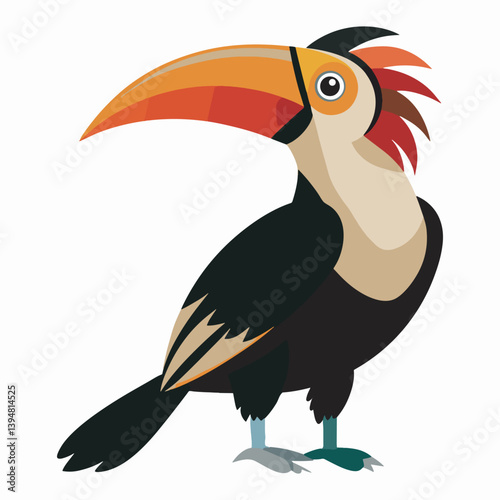 Hornbill bird vector art illustration.