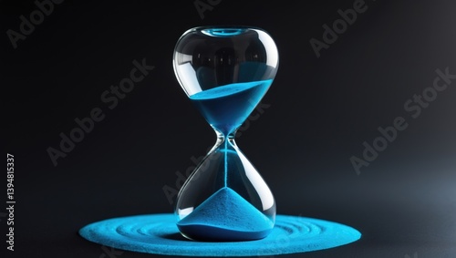 Obraz na płótnie Trendy hourglass on a black surface. Hourglass time notion for business deadlines, urgency, and time effects w salonie