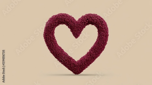Maroon Particle Heart on Beige Background