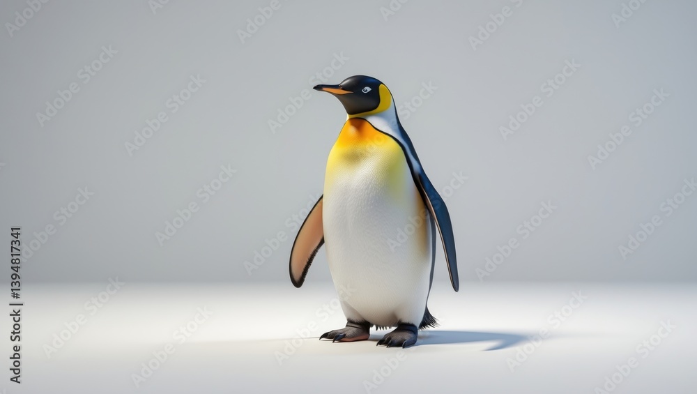 Fototapeta premium Tiny penguin featuring a yellow neck isolated on a white backdrop