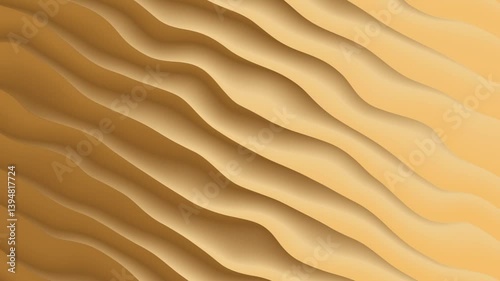 abstract animation wavy background with gold color, 4k seamless looping animation, gold silk texture