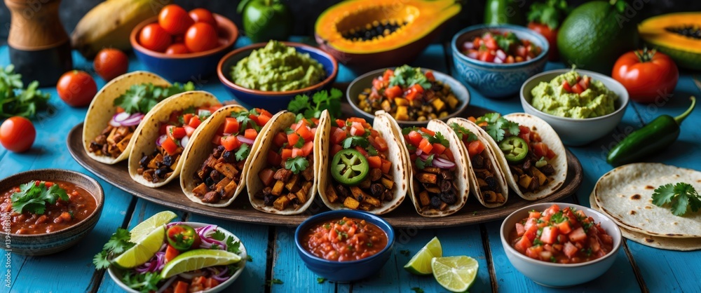 custom made wallpaper toronto digitalFrame of colorful background featuring Mexican food mix