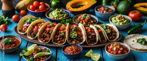 Wallpaper Mural Frame of colorful background featuring Mexican food mix Torontodigital.ca