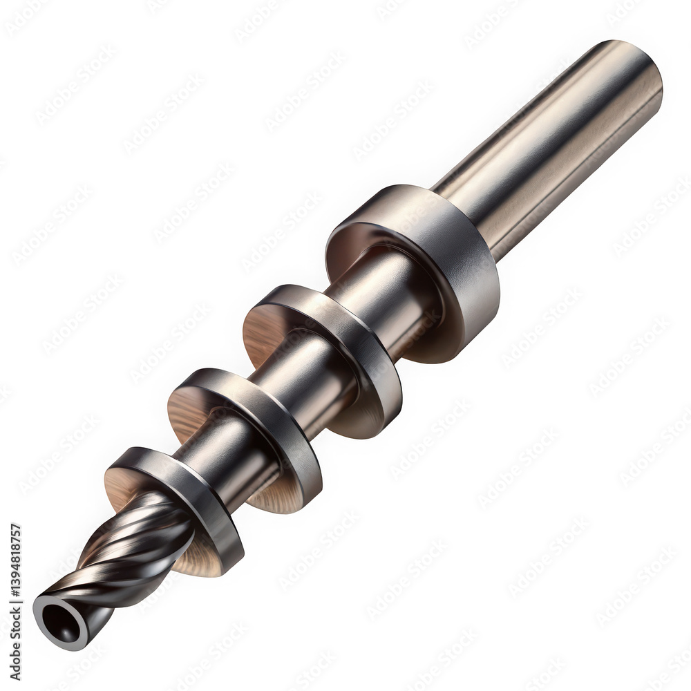 A sleek metal cutting tool showcasing precision engineering, highlighting its sharp flutes and polished surface, designed for efficient material removal in machining applications. A sleek metal cutting tool showcasing precision engineering, highlighting its sharp flutes and polished surface, designed for efficient material removal in machining applications.