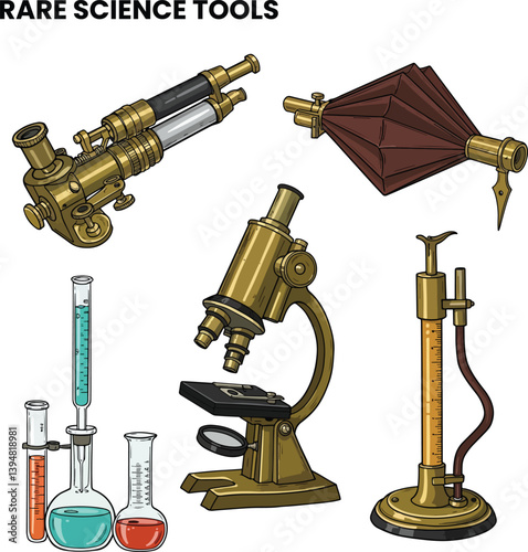 Vintage Science Tools and Laboratory Equipment Illustration