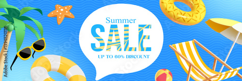 Colorful summer sale background vector illustration. blue sale template design. Big sales special offer. End of season party background