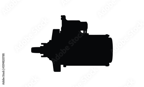 Engine starter motor icon silhouette, Vector Illustration of an Engine Starter Motor Silhouette  