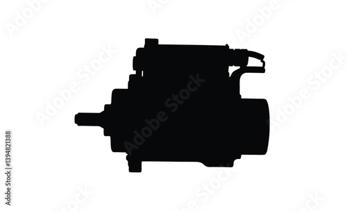 Engine starter motor icon silhouette, Vector Illustration of an Engine Starter Motor Silhouette  