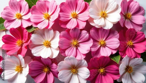 Delicate blossoms arranged in a repeating square grid , wallpaper, elegant, illustration