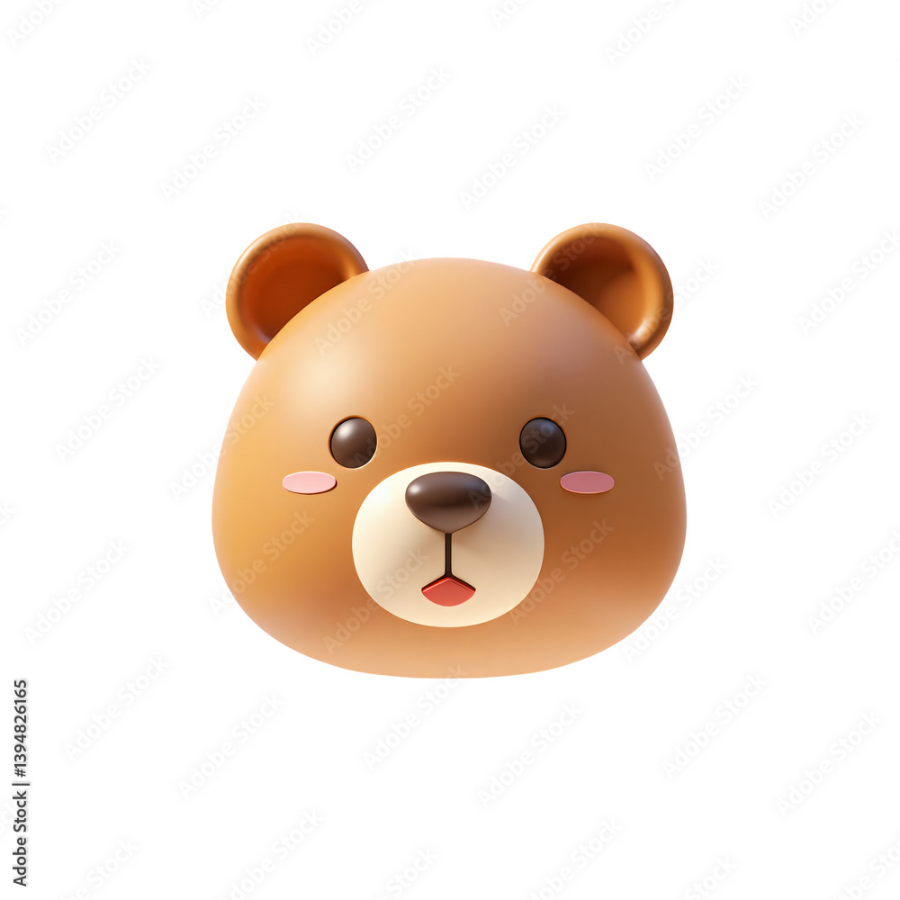 Obraz premium Cute Bear Head 3D Render Icon Illustration Cute Cartoon Style Isolated on Transparent