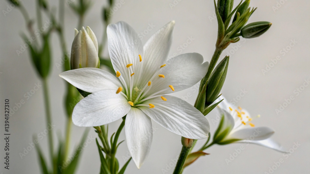 Fototapeta premium Close-up of a beautiful white daisy with buds