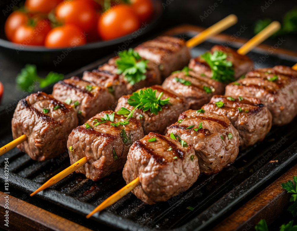 Lamb shashlik on skewers, generated by AI Lamb shashlik on skewers, generated by AI