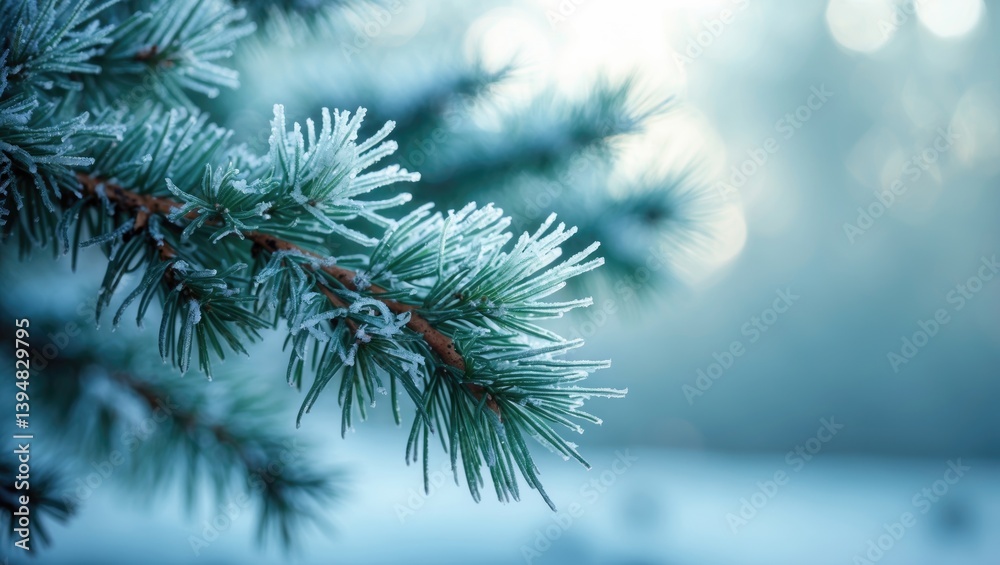 Obraz premium Pine limbs adorned with hoarfrost