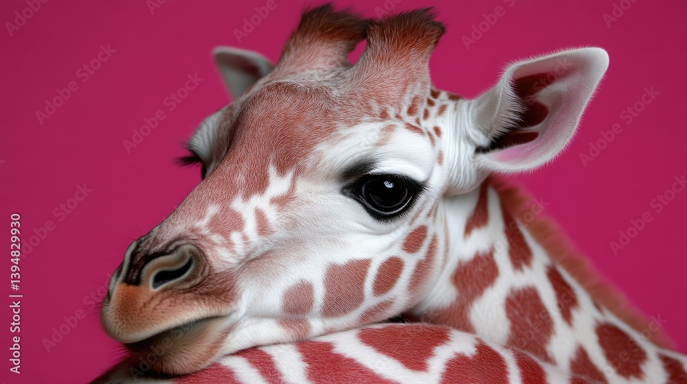 Naklejka premium Close-up of a baby giraffe's face