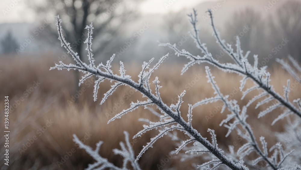 Chilled Branch in a Gorgeous Winter Setting with a Cold Ambiance and Tranquil Weather Chilled Branch in a Gorgeous Winter Setting with a Cold Ambiance and Tranquil Weather
