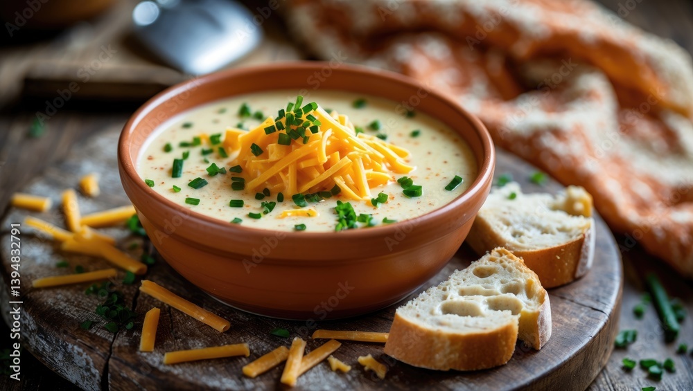 Beer Cheese Soup Made at Home with Chives and Bread Beer Cheese Soup Made at Home with Chives and Bread