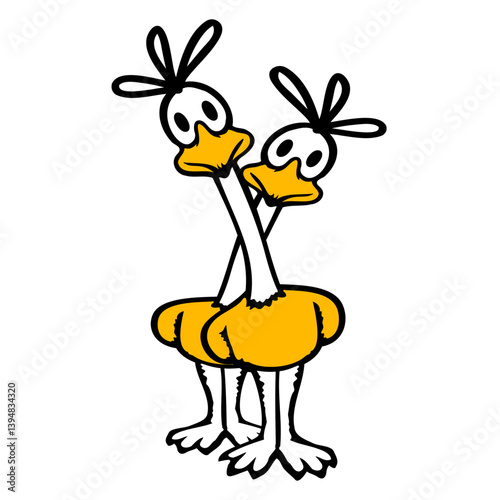 2 Road Runner couple cuckoo bird long neck lover Isolated Vector Graphic Design Illustration
