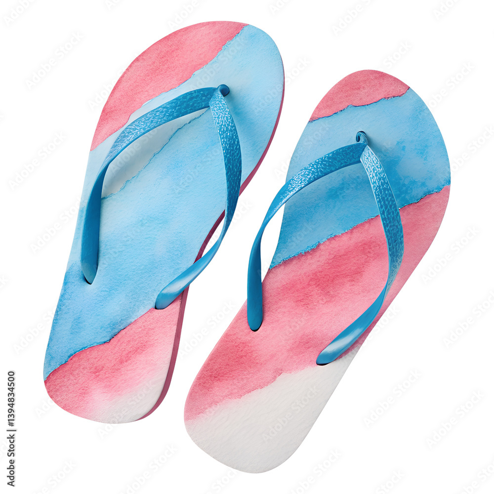 Watercolor Flip flops isolated on transparent background Watercolor Flip flops isolated on transparent background