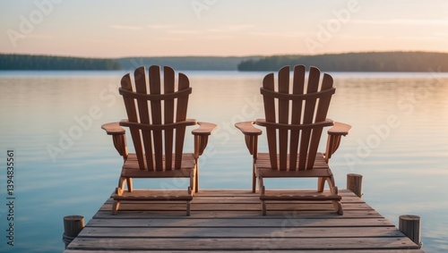 Dockside Muskoka chairs with a bay view