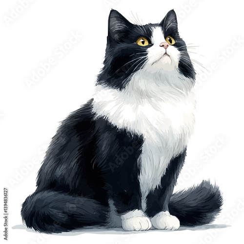 Cat, watercolor illustration, isolated on a white background.

