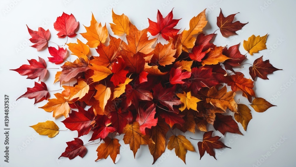 Fototapeta premium Stack of autumn-hued leaves