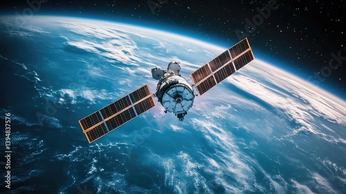 Wallpaper Mural Modern Space Station Floating Above Earth with Advanced Systems Torontodigital.ca