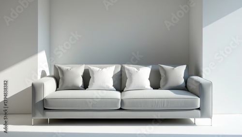 Sleek sofa placed on a white surface