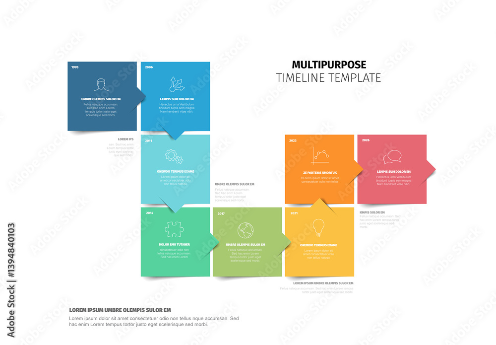 Colorful Multipurpose Timeline Template Design made from square blocks
